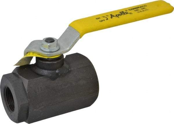 Apollo - 1" Pipe, Full Port, Cast Iron Standard Ball Valve - 2 Piece, Inline - One Way Flow, FNPT x FNPT Ends, Lever Handle, 3,000 WOG - Exact Industrial Supply