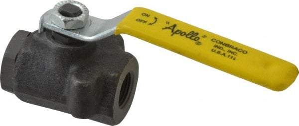 Apollo - 3/8" Pipe, Standard Port, Carbon Steel Standard Ball Valve - 2 Piece, Inline - One Way Flow, FNPT x FNPT Ends, Lever Handle, 2,000 WOG, 150 WSP - Exact Industrial Supply