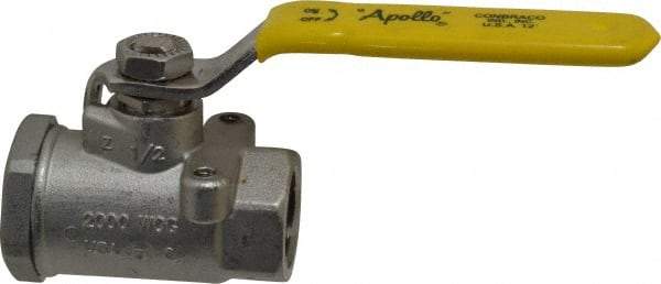 Apollo - 1/2" Pipe, Stainless Steel Standard Ball Valve - 2 Piece, Inline - One Way Flow, FNPT x FNPT Ends, Lever Handle, 2,000 WOG, 150 WSP - Exact Industrial Supply