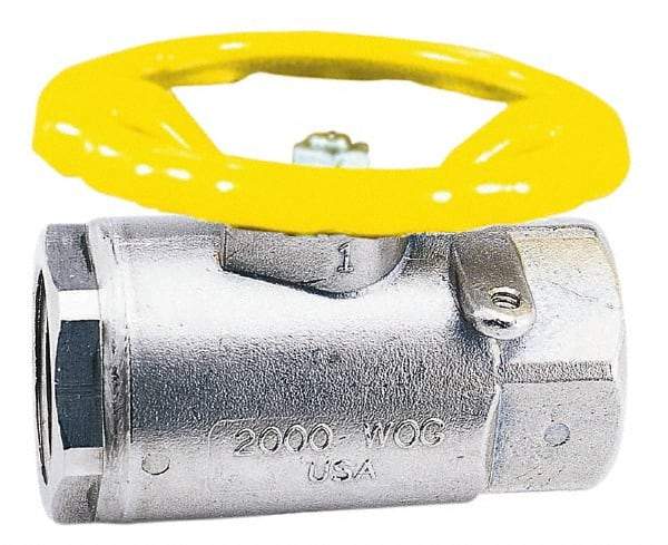 Apollo - 1-1/2" Pipe, Stainless Steel Standard Ball Valve - 2 Piece, Inline - One Way Flow, FNPT x FNPT Ends, Round Wheel Handle, 1,500 WOG, 150 WSP - Exact Industrial Supply
