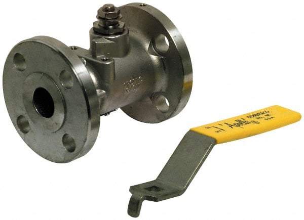 Apollo - 6" Pipe, Full Port, Carbon Steel Standard Ball Valve - Inline - One Way Flow, Flanged x Flanged Ends, Lever with Gear Operator Handle, 285 WOG, 150 WSP - Exact Industrial Supply