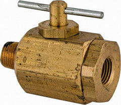 Apollo - 1/8" Pipe, MNPT x FNPT End Connections, Brass, Inline, Two Way Flow, Instrumentation Ball Valve - 400 psi WOG Rating, Tee Handle, Buna N Seal, PTFE Seat - Exact Industrial Supply