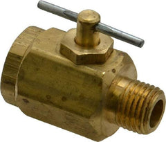 Apollo - 1/4" Pipe, MNPT x FNPT End Connections, Brass, Inline, Two Way Flow, Instrumentation Ball Valve - 400 psi WOG Rating, Tee Handle, Buna N Seal, PTFE Seat - Exact Industrial Supply