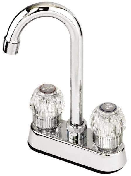 Value Collection - Deck Plate Mount, Bar and Hospitality Faucet with Spray - Two Handle, Knob Handle, High Arc Spout - Exact Industrial Supply
