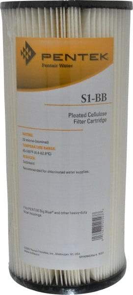 Pentair - 4-1/2" OD, 20µ, Resin Cellulose Pleated Cartridge Filter - 9-3/4" Long, Reduces Sediments - Exact Industrial Supply