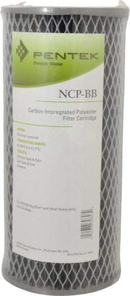 Pentair - 4-1/2" OD, 10µ, Carbon Impregnated Non-Cellulose Pleated Cartridge Filter - 9-3/4" Long, Reduces Tastes, Odors & Sediments - Exact Industrial Supply