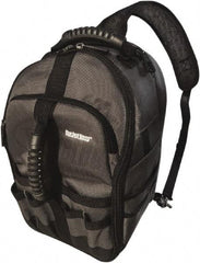Bucket Boss - 24 Pocket Gray & Black Polyester Backpack Tool Bag - 9" Wide x 8" Deep x 17" High - Exact Industrial Supply
