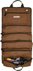 Bucket Boss - 6 Pocket Brown & Green Canvas Tool Roll - 4-1/2" Wide x 4-1/2" Deep x 26" High - Exact Industrial Supply
