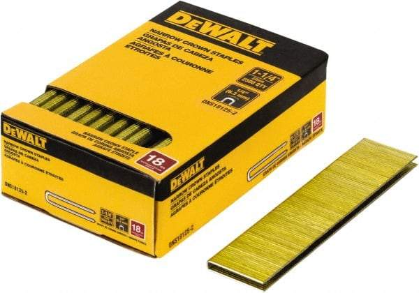 DeWALT - 1-1/4" Long x 1/4" Wide, 18 Gauge Crowned Construction Staple - Steel, Copper Finish, Chisel Point - Exact Industrial Supply