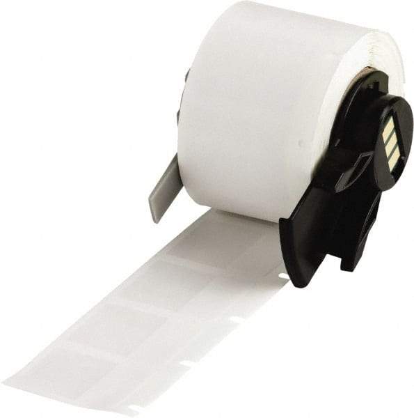 Brady - 3/4" Wide x 1" Long, Clear/White Vinyl Cable Tag - For BMP61 Labeling System, BMP71 Label Printer, TLS 2200 Thermal Labeling System, TLS-pc Link Thermal Labeling System - Exact Industrial Supply