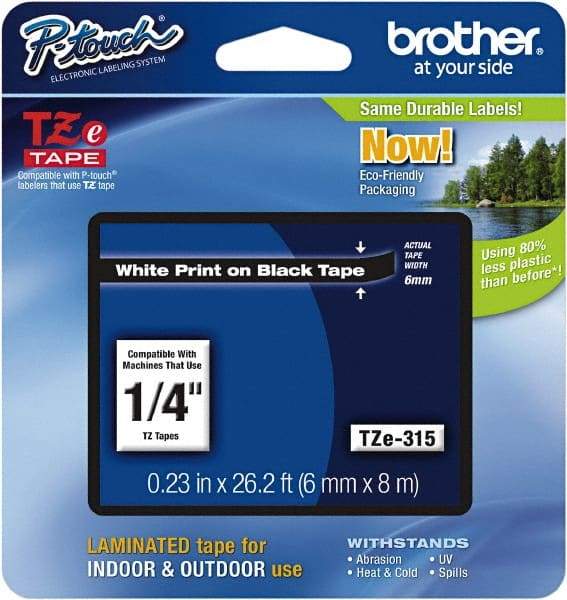 Uni-Ball - 1/4" Wide, Black Label Tape - For Label Maker - Exact Industrial Supply