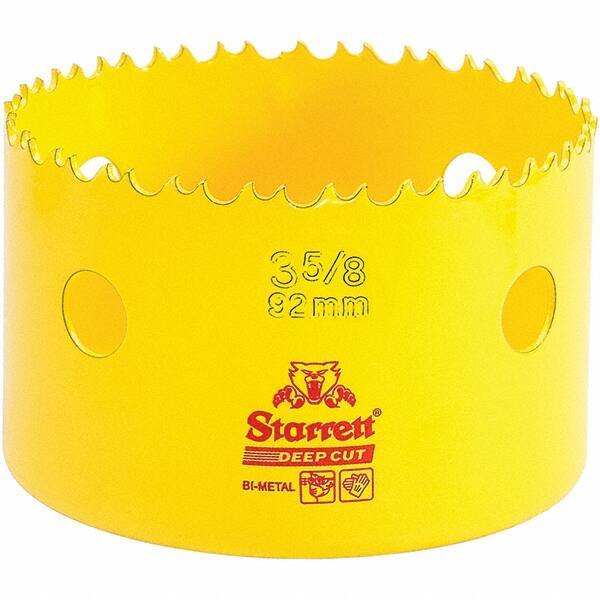 Starrett - 3-5/8" Diam, 2" Cutting Depth, Hole Saw - High Speed Steel Saw, Toothed Edge - Exact Industrial Supply