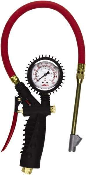 Milton - 0 to 230 psi Dial Straight Foot Dual Head Tire Pressure Gauge - 15' Hose Length - Exact Industrial Supply