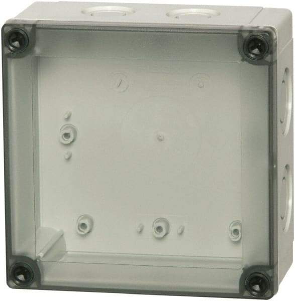 Fibox - Polycarbonate Standard Enclosure Screw Flat Cover - NEMA 1, 4, 4X, 6, 12, 13, 5.12" Wide x 5.12" High x 4.92" Deep - Exact Industrial Supply