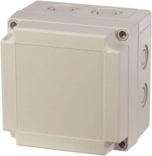 Fibox - Polycarbonate Standard Enclosure Screw Flat Cover - NEMA 1, 4, 4X, 6, 12, 13, 5.12" Wide x 5.12" High x 2.36" Deep - Exact Industrial Supply
