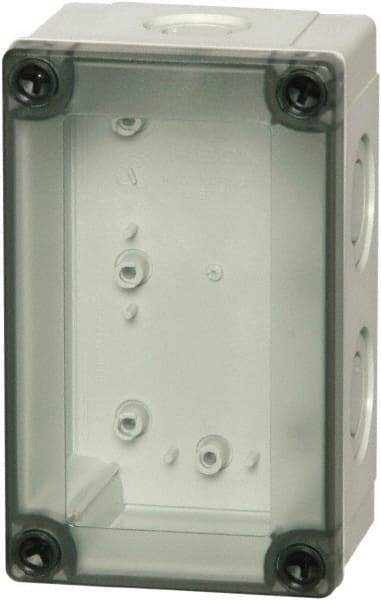 Fibox - Polycarbonate Standard Enclosure Screw Flat Cover - NEMA 1, 4, 4X, 6, 12, 13, 3.15" Wide x 5.12" High x 4.92" Deep - Exact Industrial Supply