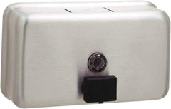 Bobrick - 40 oz Liquid Hand Soap Dispenser - Stainless Steel, Wall Mounted, Silver - Exact Industrial Supply