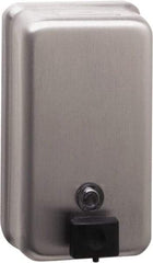 Bobrick - 40 oz Liquid Hand Soap Dispenser - Stainless Steel, Wall Mounted, Silver - Exact Industrial Supply