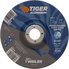Weiler - 6" 30 Grit Aluminum Oxide/Silicon Carbide Blend Cutoff Wheel - 1/8" Thick, 7/8" Arbor, 10,200 Max RPM, Use with Angle Grinders - Exact Industrial Supply