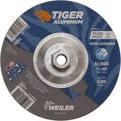 Weiler - 7" 60 Grit Aluminum Oxide/Silicon Carbide Blend Cutoff Wheel - 0.06" Thick, 5/8-11 Arbor, 8,500 Max RPM, Use with Angle Grinders - Exact Industrial Supply