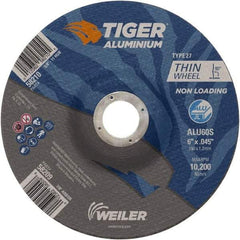 Weiler - 6" 60 Grit Aluminum Oxide/Silicon Carbide Blend Cutoff Wheel - 0.045" Thick, 7/8" Arbor, 10,200 Max RPM, Use with Angle Grinders - Exact Industrial Supply
