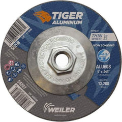 Weiler - 5" 60 Grit Aluminum Oxide/Silicon Carbide Blend Cutoff Wheel - 0.045" Thick, 5/8-11 Arbor, 12,200 Max RPM, Use with Angle Grinders - Exact Industrial Supply