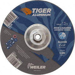 Weiler - 9" 24 Grit Aluminum Oxide/Silicon Carbide Blend Cutoff Wheel - 1/4" Thick, 5/8-11 Arbor, 6,600 Max RPM, Use with Angle Grinders - Exact Industrial Supply