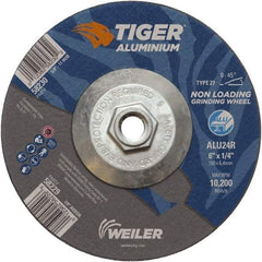 Weiler - 6" 24 Grit Aluminum Oxide/Silicon Carbide Blend Cutoff Wheel - 1/4" Thick, 5/8-11 Arbor, 10,200 Max RPM, Use with Angle Grinders - Exact Industrial Supply