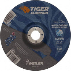 Weiler - 7" 24 Grit Aluminum Oxide/Silicon Carbide Blend Cutoff Wheel - 1/4" Thick, 7/8" Arbor, 8,500 Max RPM, Use with Angle Grinders - Exact Industrial Supply