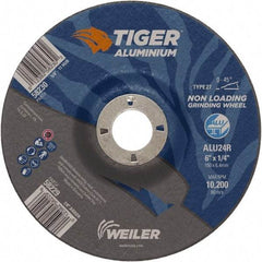 Weiler - 6" 24 Grit Aluminum Oxide/Silicon Carbide Blend Cutoff Wheel - 1/4" Thick, 7/8" Arbor, 10,200 Max RPM, Use with Angle Grinders - Exact Industrial Supply