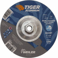 Weiler - 7" 30 Grit Aluminum Oxide/Silicon Carbide Blend Cutoff Wheel - 1/8" Thick, 5/8-11 Arbor, 8,500 Max RPM, Use with Angle Grinders - Exact Industrial Supply