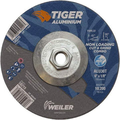 Weiler - 6" 30 Grit Aluminum Oxide/Silicon Carbide Blend Cutoff Wheel - 1/8" Thick, 5/8-11 Arbor, 10,200 Max RPM, Use with Angle Grinders - Exact Industrial Supply