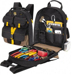 CLC - 23 Pocket Black & Khaki Polyester Backpack Tool Bag - 14" Wide x 6" Deep x 18-3/4" High - Exact Industrial Supply