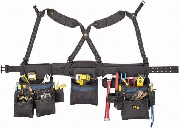 CLC - 29 to 46" Waist Tool Rig - 28 Pocket, Black/Blue, Polyester - Exact Industrial Supply