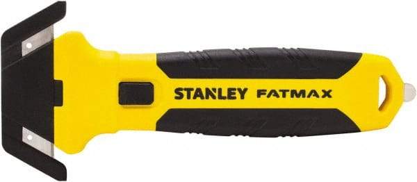 Stanley - Recessed/Concealed Fixed Blade Safety Cutter - 0.2165" Steel Blade, Yellow & Black Bi-Material Handle, 1 Blade Included - Exact Industrial Supply