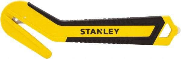 Stanley - Recessed/Concealed Fixed Blade Safety Cutter - 0.394" Steel Blade, Yellow & Black Bi-Material Handle, 1 Blade Included - Exact Industrial Supply