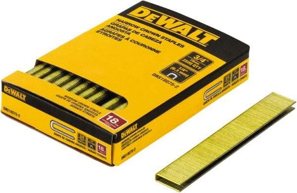 DeWALT - 3/4" Long x 1/4" Wide, 18 Gauge Crowned Construction Staple - Steel, Copper Finish, Chisel Point - Exact Industrial Supply