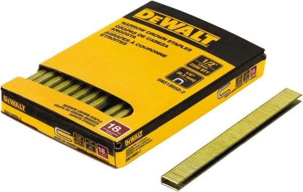 DeWALT - 1/2" Long x 1/4" Wide, 18 Gauge Crowned Construction Staple - Steel, Copper Finish, Chisel Point - Exact Industrial Supply