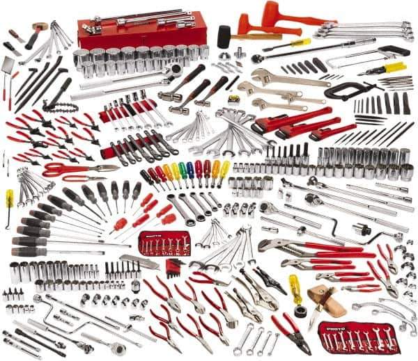 Proto - 400 Piece 3/8, 1/2 & 3/4" Drive Master Tool Set - Comes in 12 Drawer Roller Cabinet with 6 Drawer Top Chest - Exact Industrial Supply
