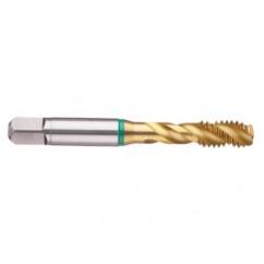 12-28 2B 3-Flute Cobalt Green Ring Semi-Bottoming 40 degree Spiral Flute Tap-TiN - Exact Industrial Supply
