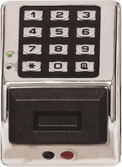 Alarm Lock - Combination Entry Lever Lockset - 2-3/4" Back Set, Steel, Brushed Chrome Finish - Exact Industrial Supply