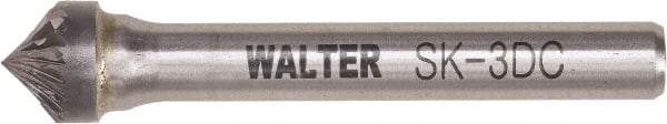 WALTER Surface Technologies - 3/8" Cut Diam, 1/4" Shank Diam, Cone Head Double Cut Burr - Tungsten Carbide, 0.2" LOC, 4-1/2" OAL - Exact Industrial Supply