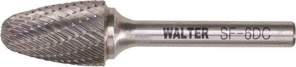 WALTER Surface Technologies - 5/8" Cut Diam, 1/4" Shank Diam, Tree Head Double Cut Burr - Tungsten Carbide, 1" LOC, 4" OAL - Exact Industrial Supply