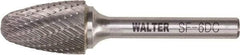 WALTER Surface Technologies - 5/8" Cut Diam, 1/4" Shank Diam, Tree Head Double Cut Burr - Tungsten Carbide, 1" LOC, 4" OAL - Exact Industrial Supply