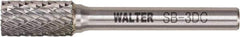 WALTER Surface Technologies - 3/8" Cut Diam, 1/4" Shank Diam, Cylinder Head Double Cut Burr - Tungsten Carbide, 3/4" LOC, 3-3/4" OAL - Exact Industrial Supply