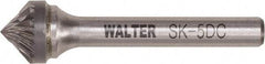 WALTER Surface Technologies - 1/2" Cut Diam, 1/4" Shank Diam, Cone Head Double Cut Burr - Tungsten Carbide, 1/4" LOC, 4-1/4" OAL - Exact Industrial Supply