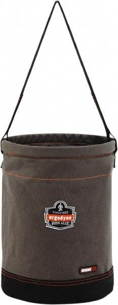 Ergodyne - 1 Pocket Gray Canvas Tool Bucket - 12-1/2" Wide x 12-1/2" Deep x 17" High - Exact Industrial Supply