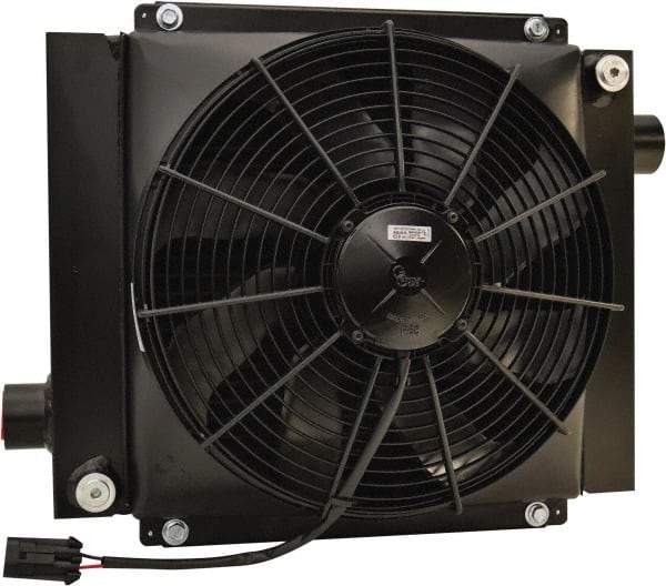 AKG Thermal Systems - SAE #20, 1 Fan Mount, Liquid-To-Air Aluminum Brazed Process Equipment Heat Exchanger - Oil Cooler, Ethylene Glycol/Water Mixture Cooler, 18" High x 20.47" Wide x 9.96" Deep, 91,681 BTU/Hr, 250°F Max - Exact Industrial Supply