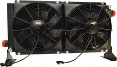 AKG Thermal Systems - SAE #20, 2 Fan Mount, Liquid-To-Air Aluminum Brazed Process Equipment Heat Exchanger - Oil Cooler, Ethylene Glycol/Water Mixture Cooler, 20" High x 36.22" Wide x 9.96" Deep, 178,269 BTU/Hr, 250°F Max - Exact Industrial Supply