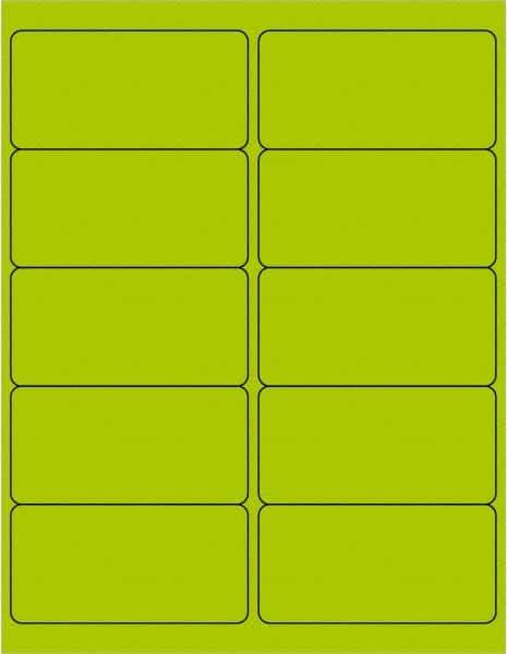 Tape Logic - 4" Long, Fluorescent Green Paper Laser Label - For Laser Printers - Exact Industrial Supply